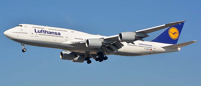 Lufthansa Boeing 747-830 D-ABYK, Los Angeles international Airport, January 19, 2015